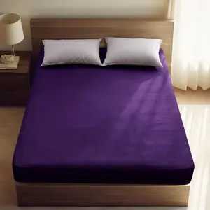 Ultra Velvet Fabric Twin Size Bottom Sheet - 16" Deep Pocket, Wider Stronger Elastic Band, Soft, Fluffy Texture, Easy Fit & Care, 1 Pack, Season-Ready, No Pillowcases, Plum