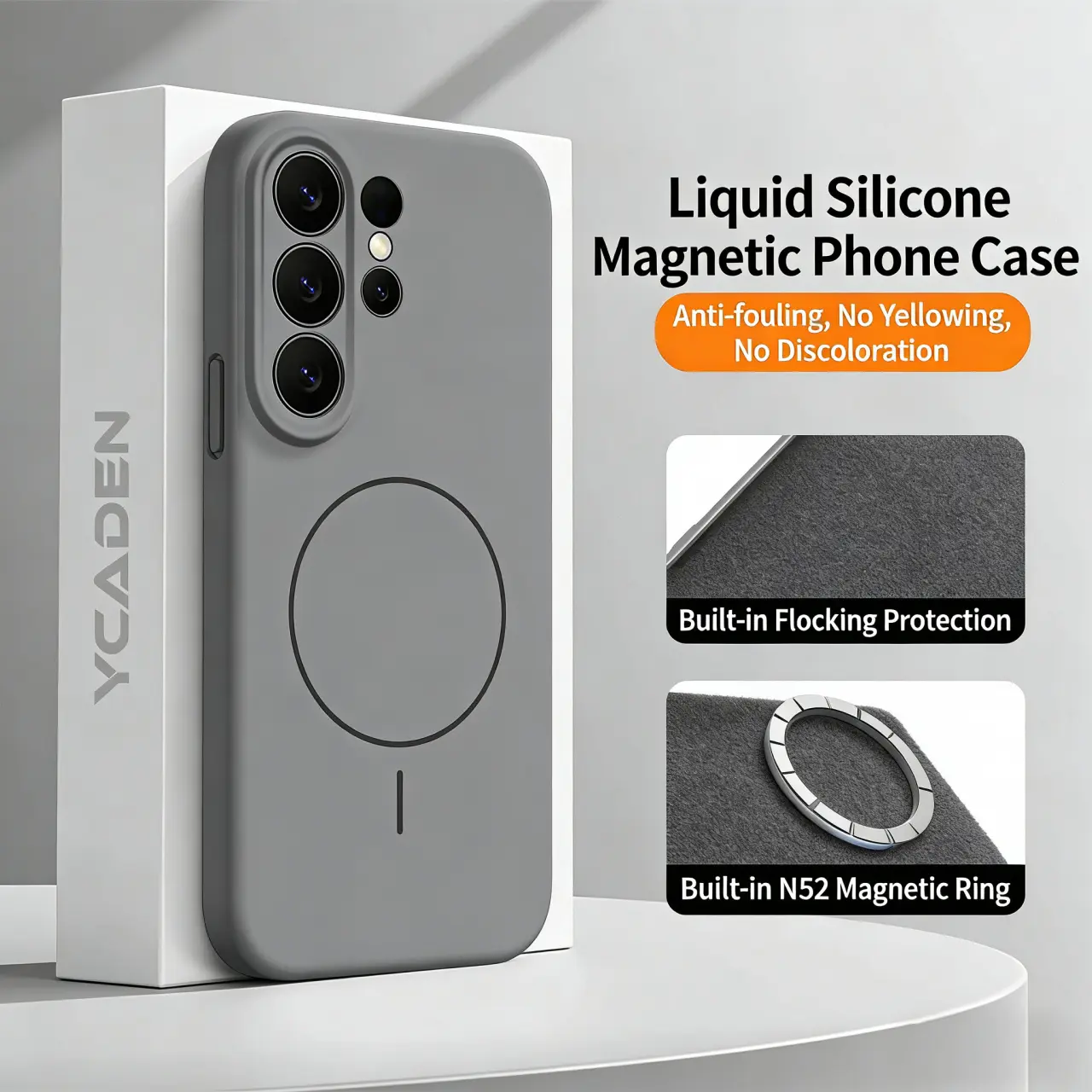 Magnetic Silicone Smartphone Casing - MagSafe-Compatible, Shockproof, Slim, Anti-Scratch Handheld Device Accessory for Samsung Galaxy S25 Ultra, S26+, S24, S23, S22 Plus with Soft Microfiber Lining, Cellphone