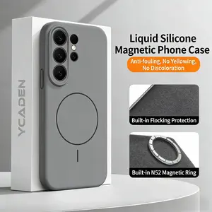 Compatible with Samsung Galaxy S25 Ultra Case, S26+ 24 23 22 Plus Magnetic Silicone Case, Compatible with MagSafe Accessories, Protective Cover, Shockproof, Slim, Anti-Scratch Soft Microfiber Lining