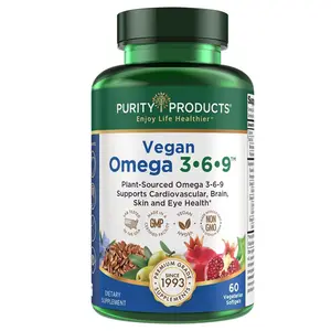 Purity Products Omega 3-6-9 Vegan and Vegetarian Formula - “5 in 1” Essential Fatty Acid Complex - Scientifically Formulated Plant-Based Omega 3 6 9 Essential Fatty Acids (EFA) - from (60)