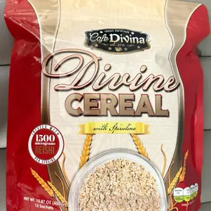 Vida Divina Divine Cereal with Spirulina 1500 micrograms & Reishi 16.87 oz Instant Breakfast Muesli Oatmeal Single-Serve Sachets