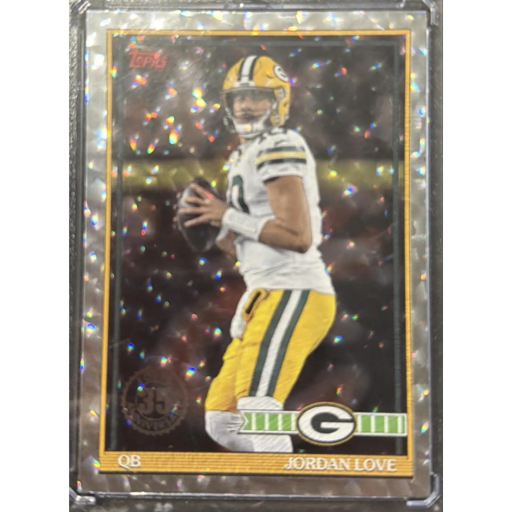 2026 Topps Flagship Football Jordan Love Green Bay Packers QB Trading Card - 35th Anniversary Edition - Crackle - Collectible Sports Memorabilia