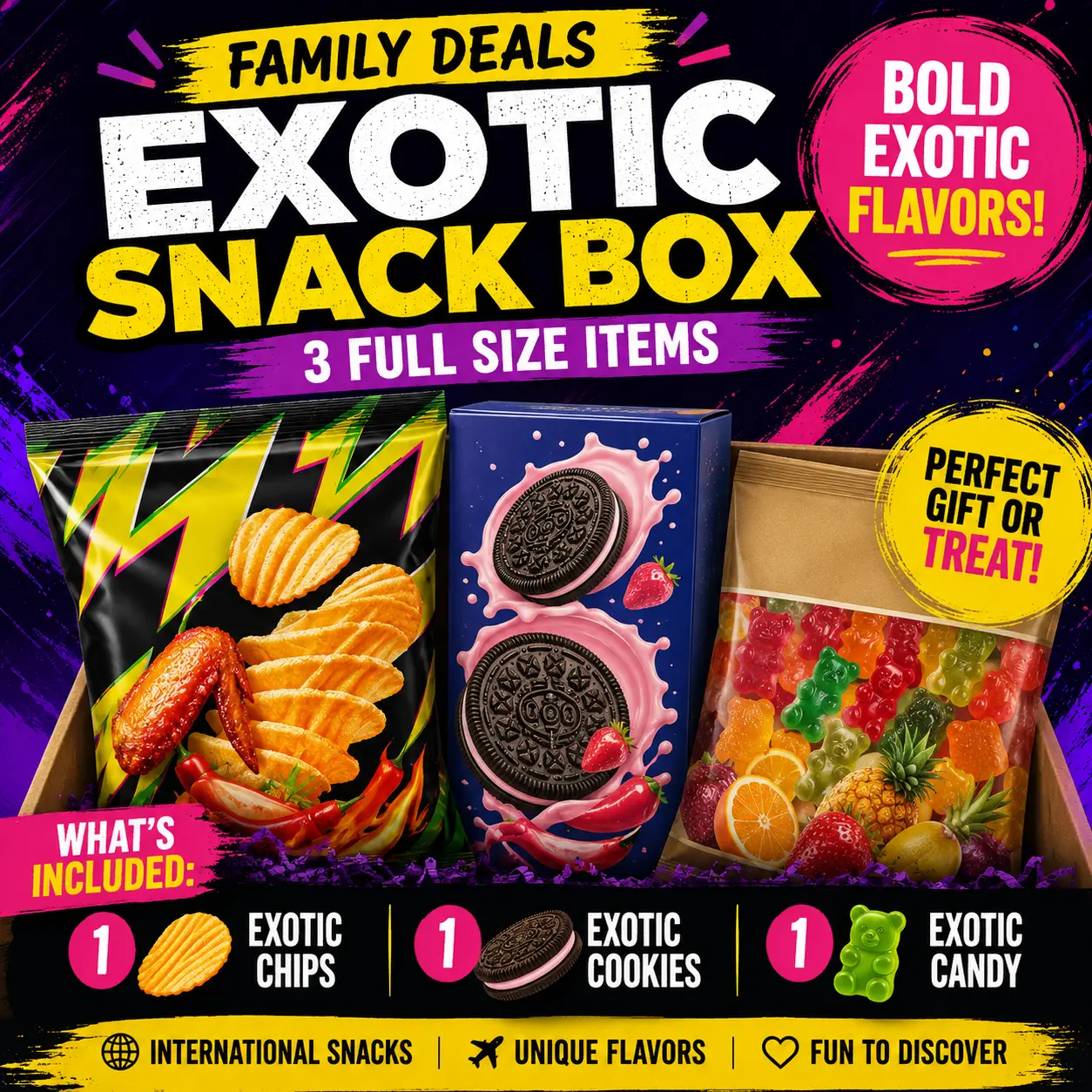 Family Deals Exotic Snack Box Bundle Assorted Multipack
