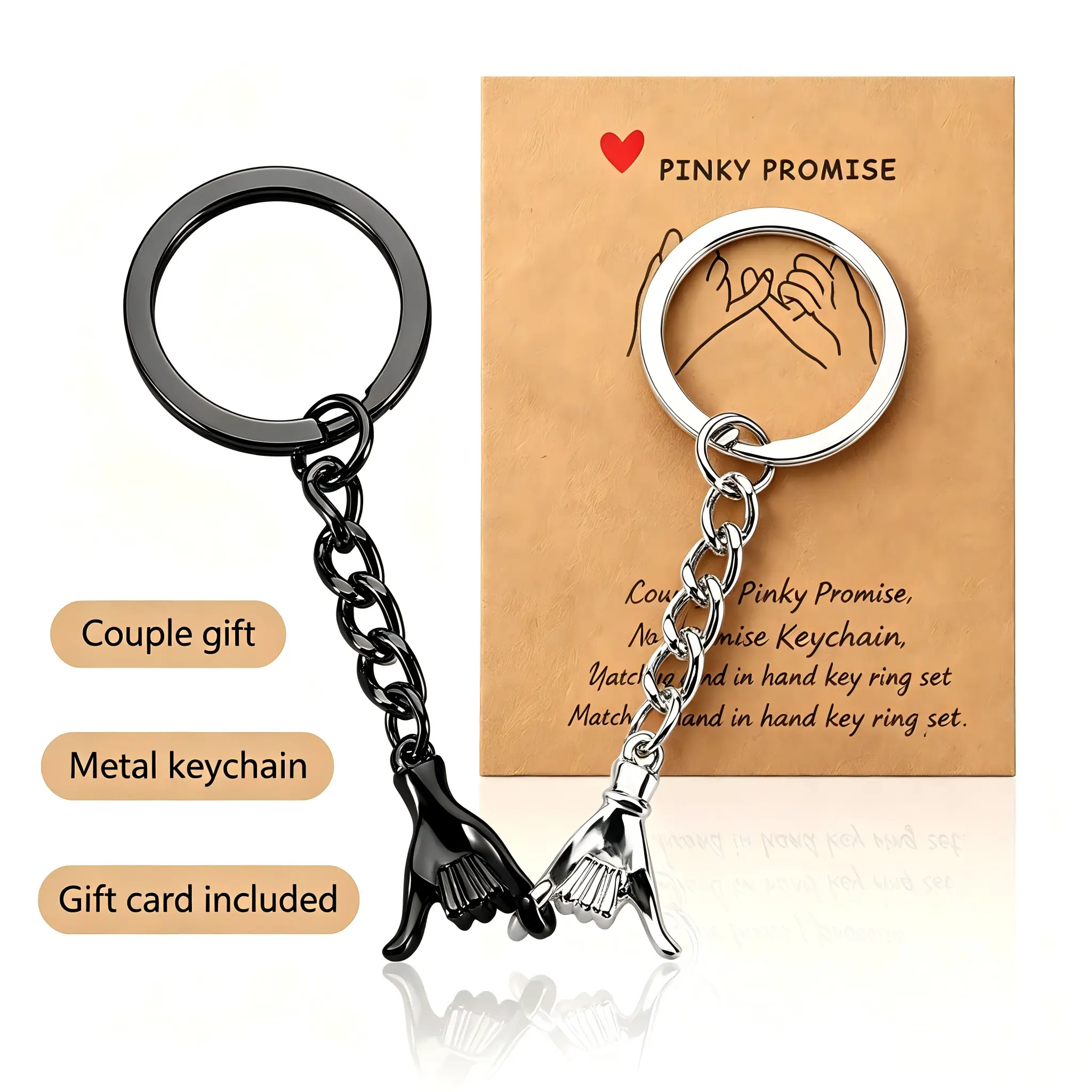 2Pcs Pinky Promise Matching Keychains for Couples & Best Friends Lightweight, Durable & Stylish Design Symbol of Love, Trust & Forever Commitment Perfect Gift for Valentine’s Day, Birthday, Anniversary