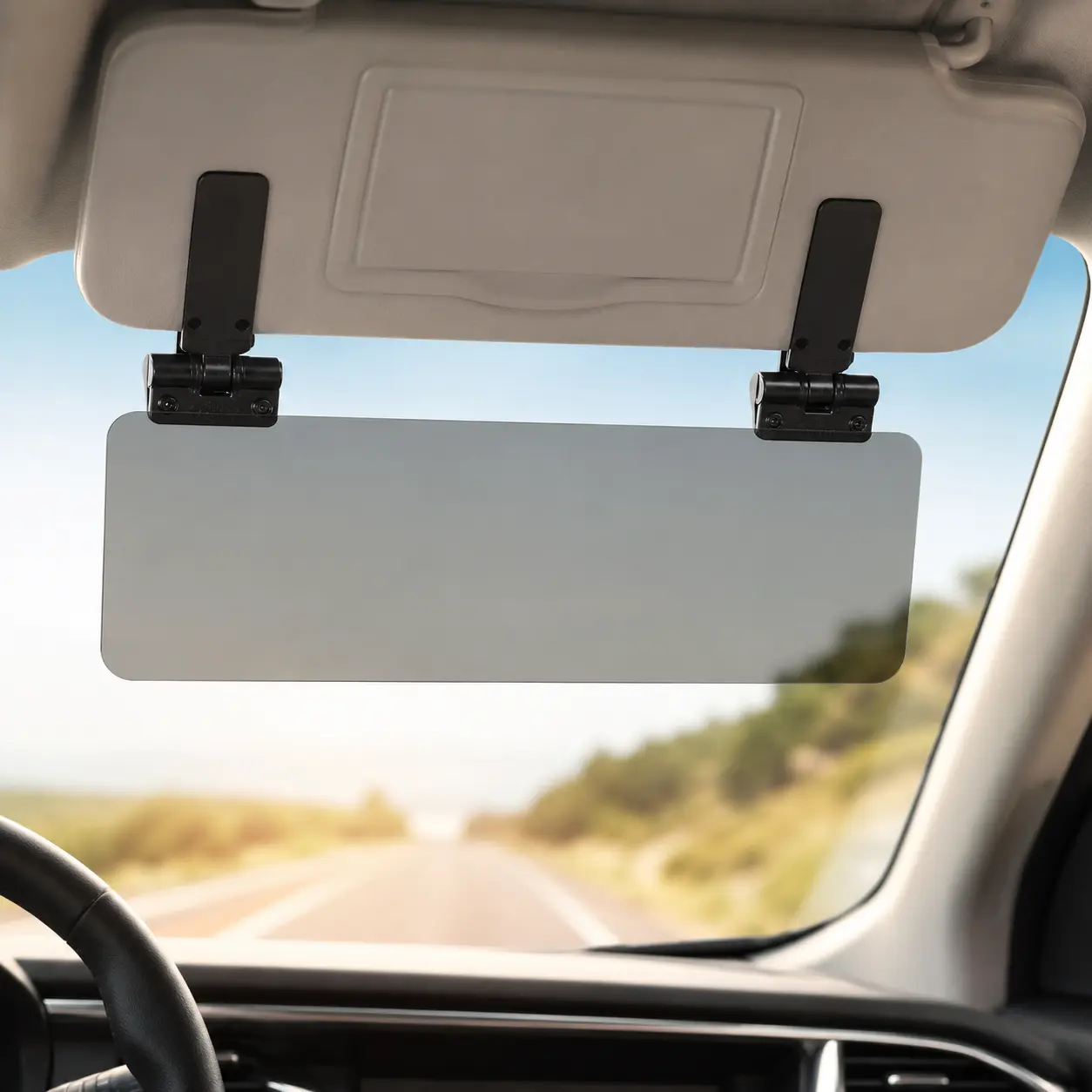 Universal Polarized Car Sun Visor Extender, UV400 Anti Glare Adjustable Double-Clip Car Sun Blocker Visor Extension