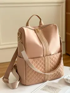 Women's Elegant Quilted Backpack, Fashionable Classic Style Backpack, Lightweight and Simple Bag with Design Sense, Suitable for Commuting, Shopping, Going Out