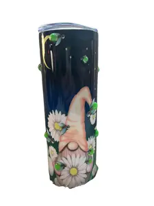 Glow in the Dark Lightening Bug and Gnome Skinny Portable Stainless Steel Drinkware with Closable Lid and Straw Tumbler Flasks Stylish Bottled tumbler 20 oz Double-Wall Sublimated and Epoxy Coated