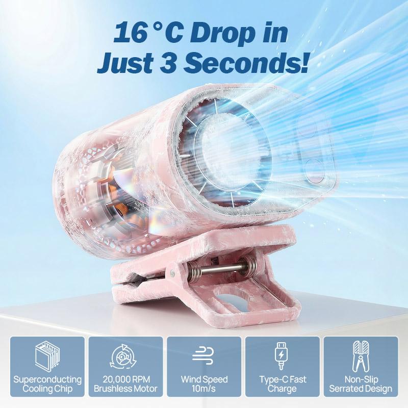JOYTUTUS 2026 Car Clip On Air Conditioner Fan with LED Display - 360° Rotation, 100 Speeds Adjustable, USB Rechargeable Personal Cooling Fan, 16℃ Semi-Cooling Wide Clamp 20Hr Battery 3000mAh Battery JOYTUTUS 2026 Car Clip On Air Conditioner Fan with LED Display - 360° Rotation, 100 Speeds Adjustable, USB Rechargeable Personal Cooling Fan, 16℃ Semi-Cooling Wide Clamp 20Hr Battery 3000mAh Battery