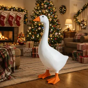 7 Inch Desk Goose Figurine, Cute Resin Goose Statue with Magnetic Beak for Holding Keys, Notes and Small Tools, Funny Desk Decor for Office Home Bedroom Bookshelf, Unique Coworker Gift, Christmas Gift for Women, New Home Decor Accent