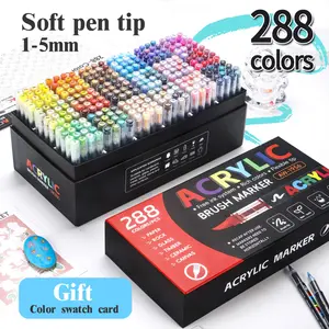 Acrylic Paint Marker Pen Set, DIY Painting Supplies, 1 Box Acrylic Paint Pen for Wood, Stone, Canvas, Glass, Fabric, Egg, Rock Painting and DIY Crafts