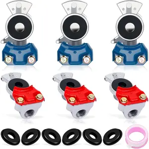 3 Set Blue & Red Aluminum Emergency Gladhands for Semi Trucks Trailers Air Lines 6 Glad Hand Seals