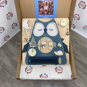 Montessori Wooden Baby Owl Busy Board: Sensory Learning Activity Center for Early Educational Development & Fine Motor Skills - Eco-Friendly