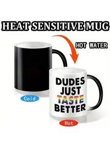 Dudes Just Taste Better Funny Rainbow Pride Coming Out Image Reveal Color Changing Coffee Mug Heat Changing Mugs 11 oz. Gay Gift. Funny Gay Gift. Gay Mug.