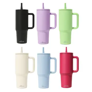 Mikenda 40oz Large Capacity Travel Mug Portable Vacuum Insulated Water Bottle with Foldable Straw Leakproof Lid Stainless Steel Drinkware for Home Office Outdoor Camping Tumbler Cup Thermal Flask Matte Black