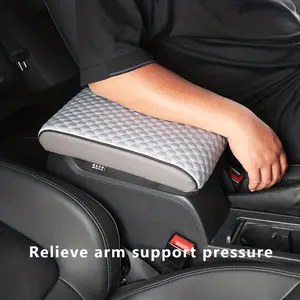 Car Summer Ice Silk Armrest Pad, Memory Foam Leather Heightening Cushion, Universal Central Armrest Pillow
