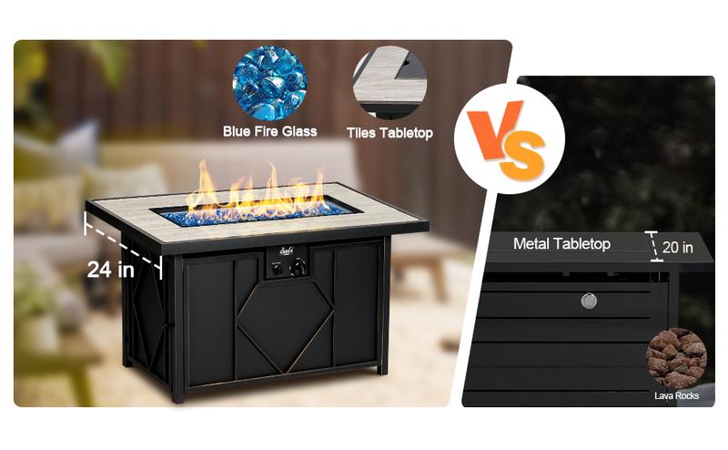 BALI Outdoors 42-Inch Ceramic Propane Fire Table with Pulse Ignition System, 60,000 BTU Heat Output, Steel-Stamped Wicker Base, and Glass Stones #springtok BALI Outdoors 42-Inch Ceramic Propane Fire Table with Pulse Ignition System, 60,000 BTU Heat Output, Steel-Stamped Wicker Base, and Glass Stones #springtok