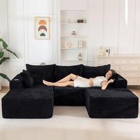 Black U Shape-Left Facing Chaise