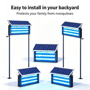 Solar USB Rechargeable Outdoor Bug Zapper with 3 LED Tubes, dual hanging and standing design, weatherproof cordless style, perfect for backyard, porch, patio, garden, lawn and daily outdoor living areas