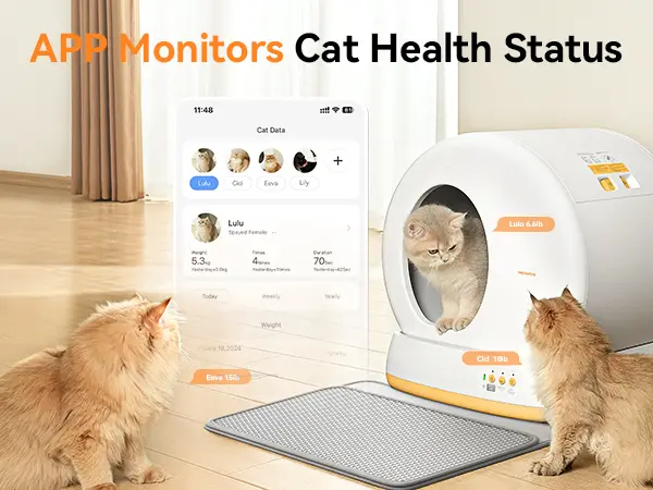 Product Introduction of Meowant SC01 Smart Litter Box – Self-Cleaning, Odor-Free, Pee Guard, Auto Safety Stop, App-Controlled with Mat & Liner 11