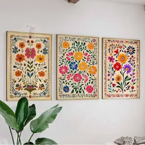 Vintage Set of 3 Mexican Posters, Mexican Prints, Mexican Decor, Traditional Latin Decor, Floral Print, Botanical Wall Art, Tropical