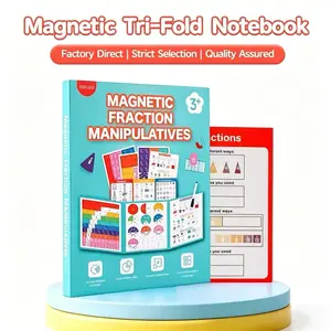 Magnetic Fraction Tri-Fold Board Book , Magnetic Fraction Tiles & Fraction Circles Set, Math Manipulatives for Elementary School, Montessori Fraction Manipulatives Learning Toys for Kids Birthday Gifts Summervibes