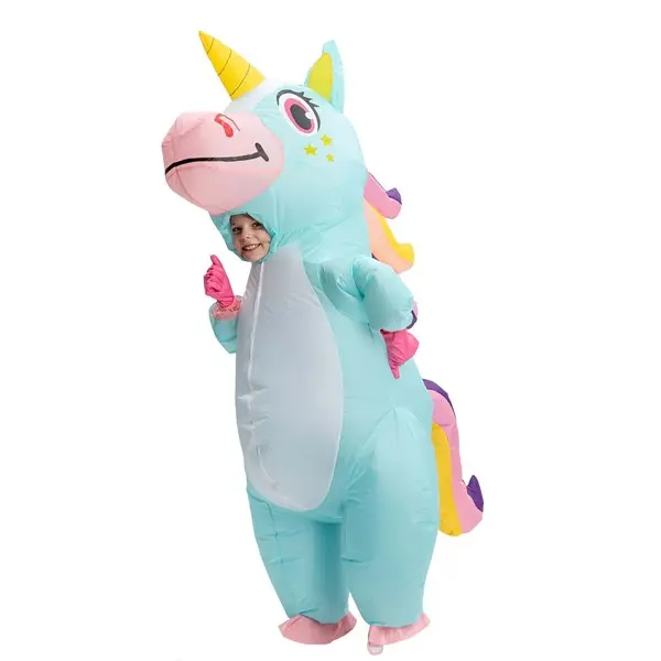 Inflatable Child Blue Unicorn Costume