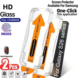 2pcs Ultra HD Screen Protector For Samsung Galaxy S26/S25/S24/Ultra/Plus/S25 Edge/S22+/S23+/S21+/S20 FE,One-Click Film Applicator,Dust-Free Installation,9H Hardness,Anti-fingerprint,Anti-Scratch,Impact Resistant,Full Coverage,Easy to Install