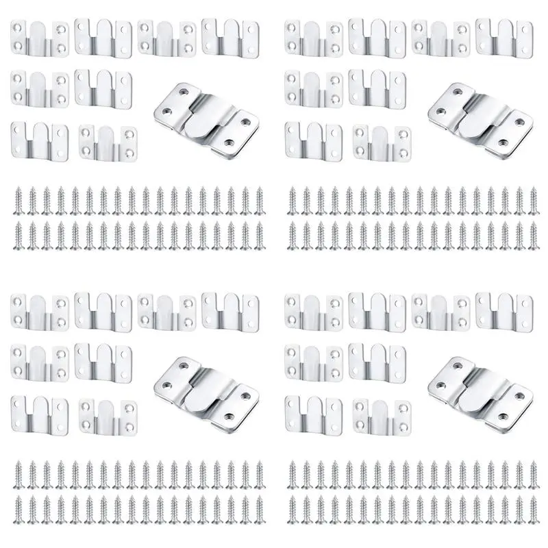40 Pcs Flush Mount Bracket Interlocking Hang Furniture Connector Stainless Steel Wall Mount Picture Frame Brackets