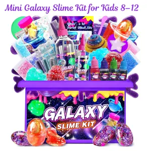 Mini Galaxy Slime Kit for Kids 8–12 – Butter, Sparkling & Crunchy Slime, DIY Craft with Glow-in-The-Dark Stickers, Stress Relief Toy, Perfect for Easter Gif