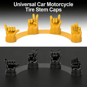 4pcs Finger Gesture Tire Valve Stem Caps, Rubber Valve Stem Covers, Universal Car Motorcycle Bicycle, Four Hand Gestures