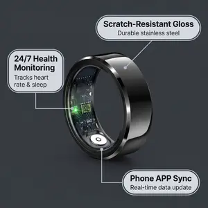 Men Women Smart Health Ring, 2026 Heart Rate Blood Pressure Sleep Monitor Waterproof Sport Ring