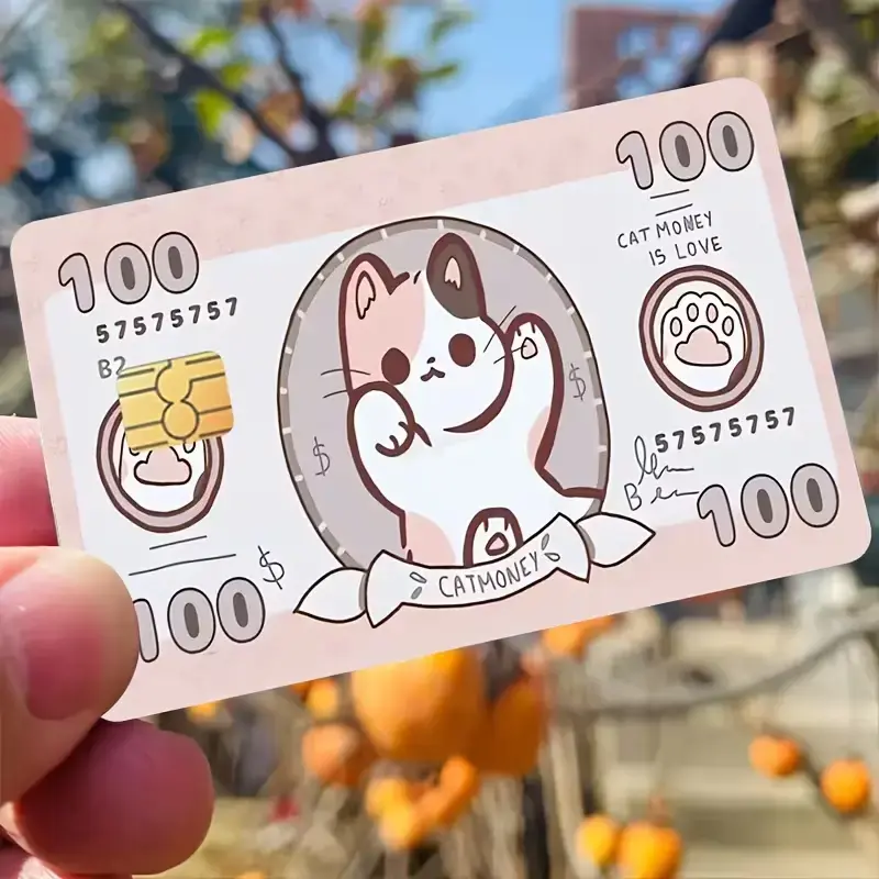 2 PACK Cute Cat Credit Card Skin, Kawaii Kitty Debit Card Sticker, Waterproof Vinyl Card Cover, Scratch Resistant Wallet Wrap