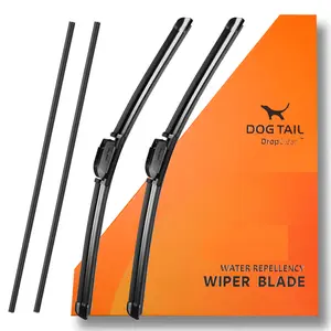 DOG TAIL 2-In-1 Water Repellent Silicone Wiper Blades(Pack of 2) ,Durable Refill Kit with Multiple Adapters,  Automotive Replacement Front Windshield Wiper Blades Set for My Car with Water Repellency Formula DropClear
