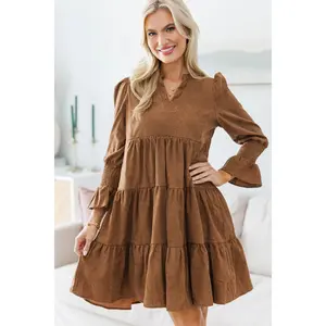 NURSING COLLECTION: In Your Happy Place Brown Corduroy Dress