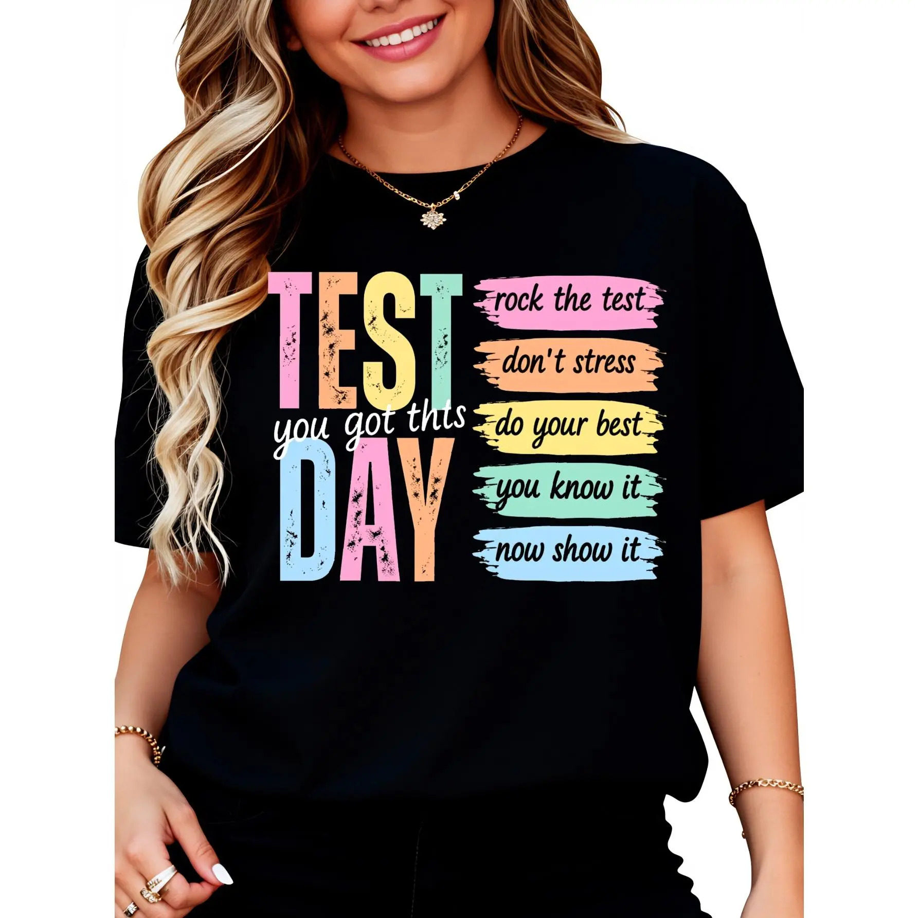 100% Cotton Test Day Teacher Shirt State Testing Comfort Colors T-Shirt Test Coordinator Final Exam Week Teacher Team T-Shirt Motivational Inspiration Top Womenswear