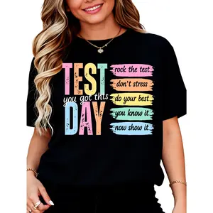 100% Cotton Test Day Teacher Shirt State Testing Comfort Colors T-Shirt Test Coordinator Final Exam Week Teacher Team T-Shirt Motivational Inspiration Top Womenswear