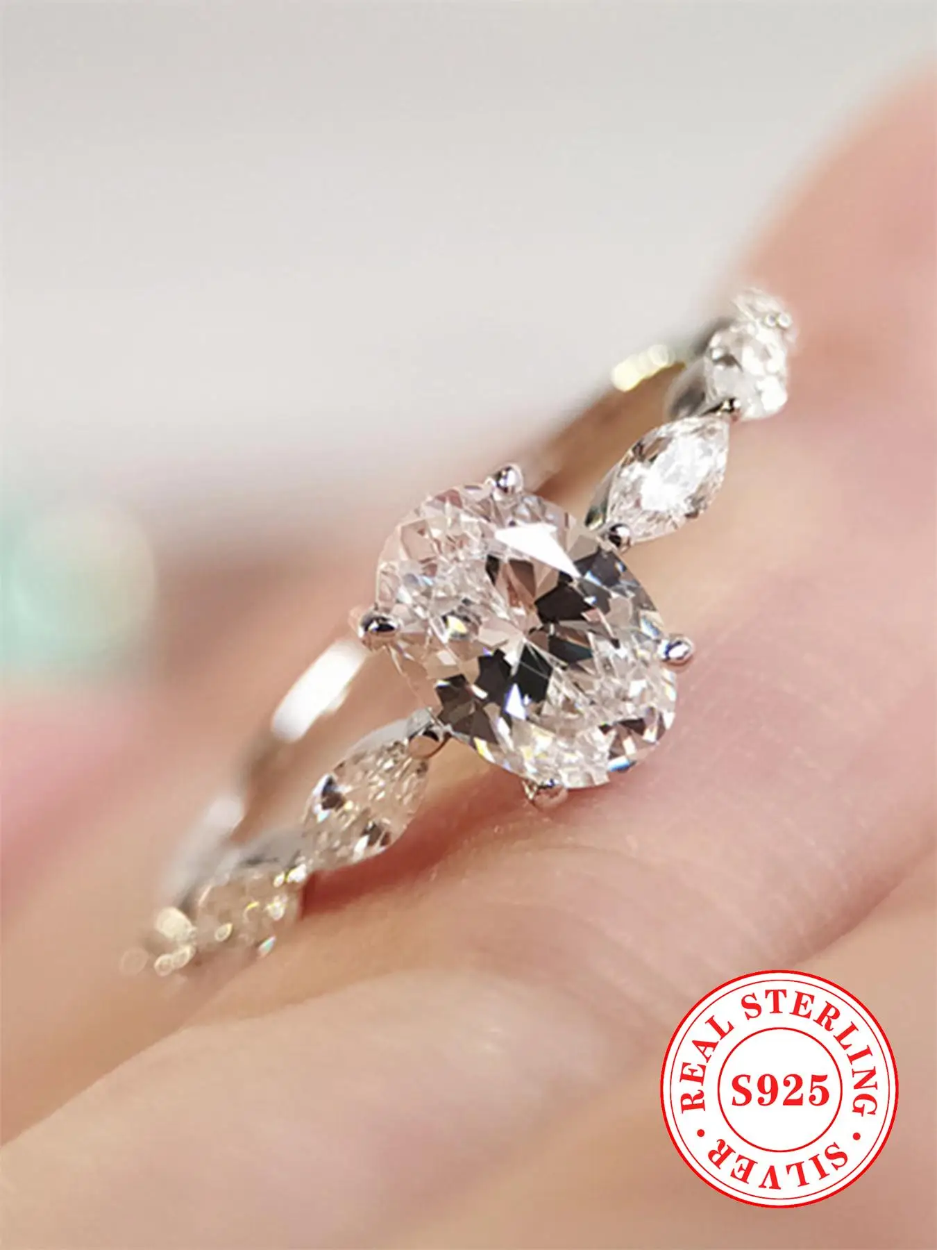 S925 Sterling Silver Ring, Fashion Rhinestone Decorated Wedding Ring, Fashion Jewelry for Party, Daily Decor, Trendy All-match & Exquisite Jewelry for