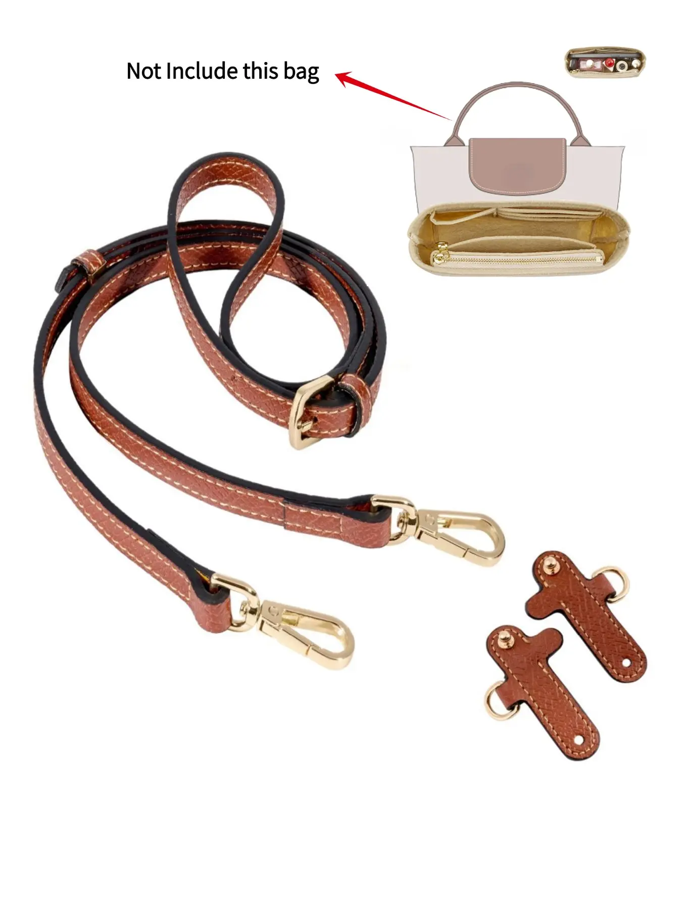 DIY crossbody bag accessory, adjustable shoulder strap, Elegant adjustable strap, suitable for Le Pliage mini bag, modified handbag, no need for punching, easy to operate, hand-held or crossbody, included with handbag inner bag