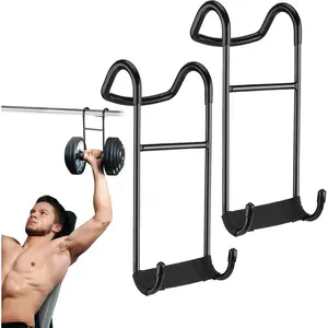 Dumbbell Spotter Hooks 2-Pack Upgraded 250 lbs Heavy Duty Rack Attachments for Bench Press Chest & Shoulder Workouts Safety Hangers with Wrist Straps