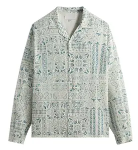 Kith Lyocell Long-Sleeve Thompson Camp Collar Shirt 'Tranquility' Size Medium