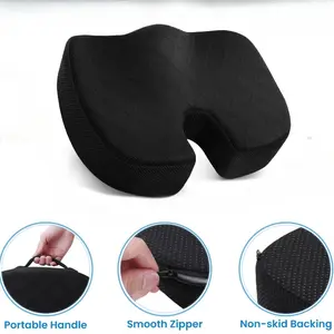 Comfort Memory Foam Seat Cushion - Pressure Relief for Office/Car/Wheelchair | Sciatica/Back/Coccyx Pain Relief | Non-Slip Ergonomic Butt Pillow