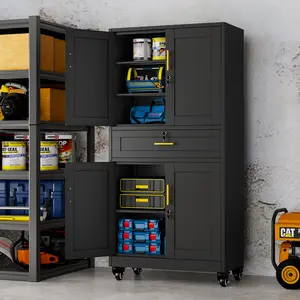 6-Foot Heavy-Duty Lockable Tool Cabinet with Wheels & 3 Doors - Tons of Storage for Garage, Workshop, or Home!