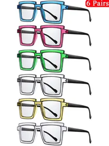 6 Piece Set Geometric Fashion PC Material Glasses, Trendy Accessory for Music Festivals, Raves, Parties, Daily Wear, Halloween, Valentine's Day Gifts