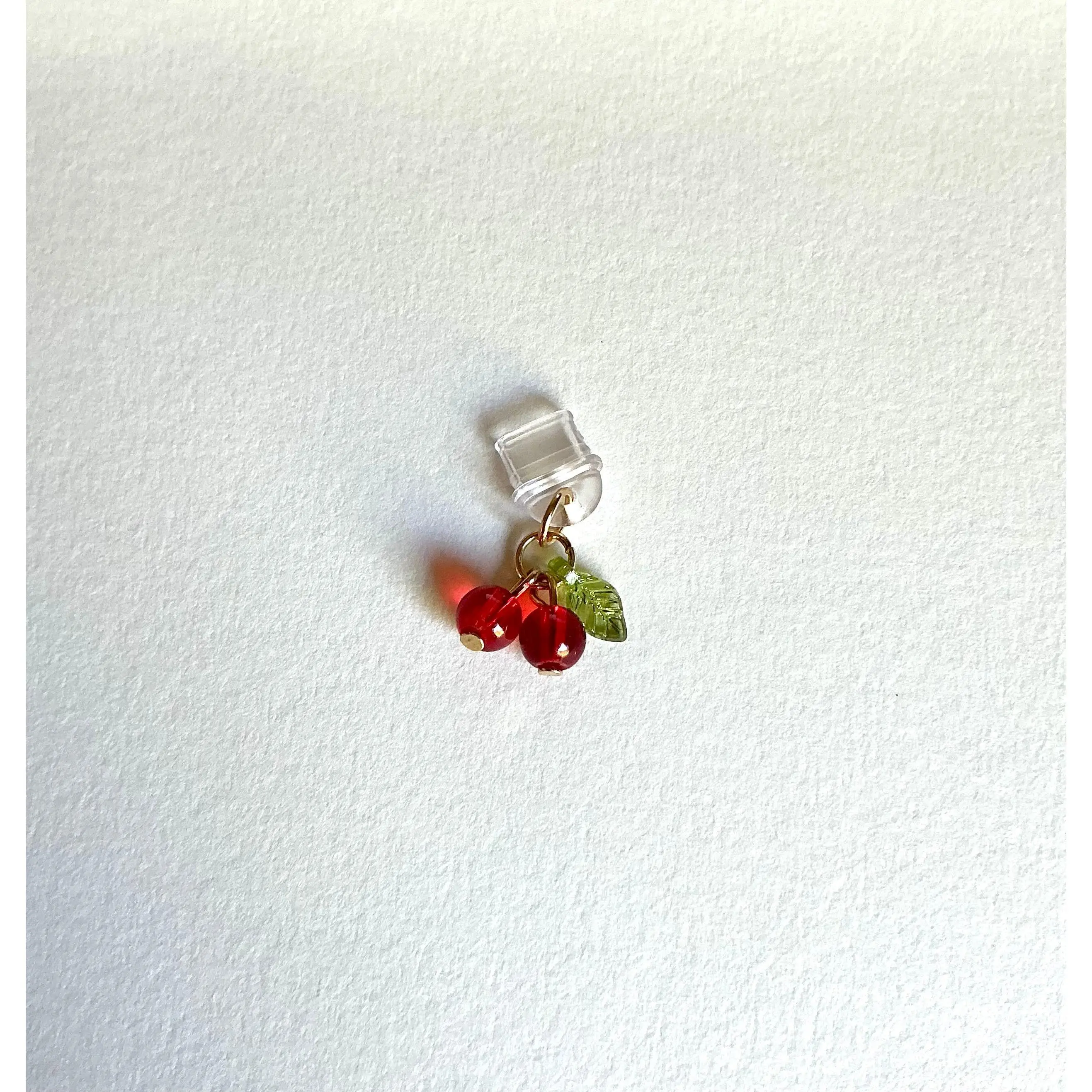Twin Cherries Device Dust Plug Charm, USB-C Kindle and iPhone Cherry Decorative Charms for Devices