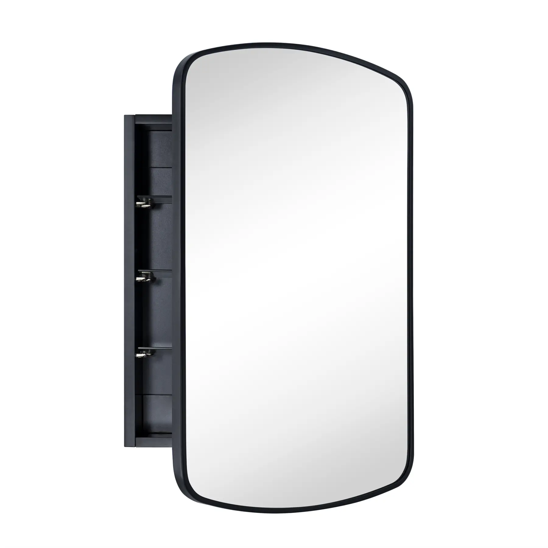 TEHOME Recessed and  Surface Mount Framed Medicine Cabinet with Mirror for Bathroom, 17x28 Inch, Black and Gold Finish, Storage Function with Adjustable Tempered Glass Shelves