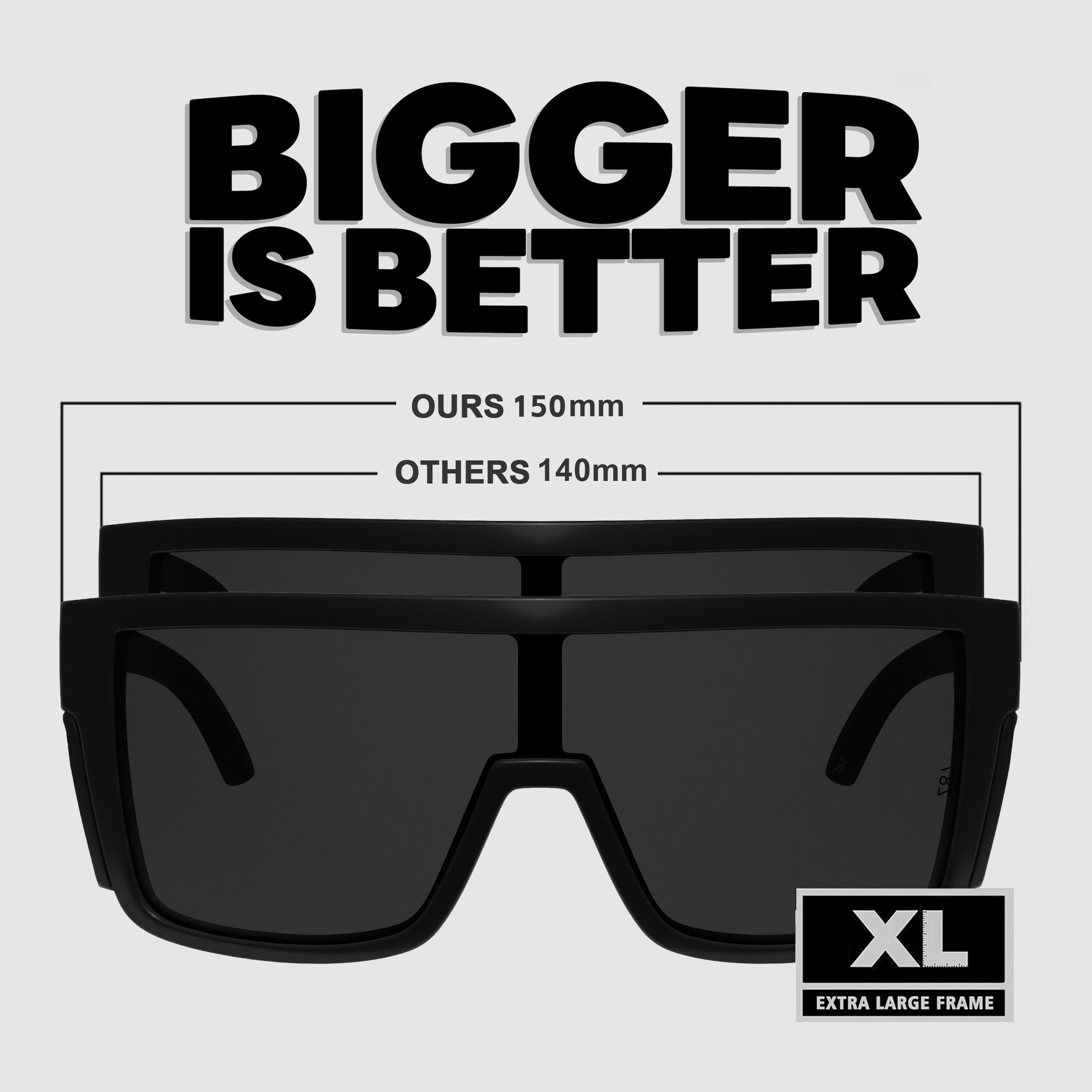 WISTON XL Z87 Full Rim Rectangular Sunglasses for Wide-Headed