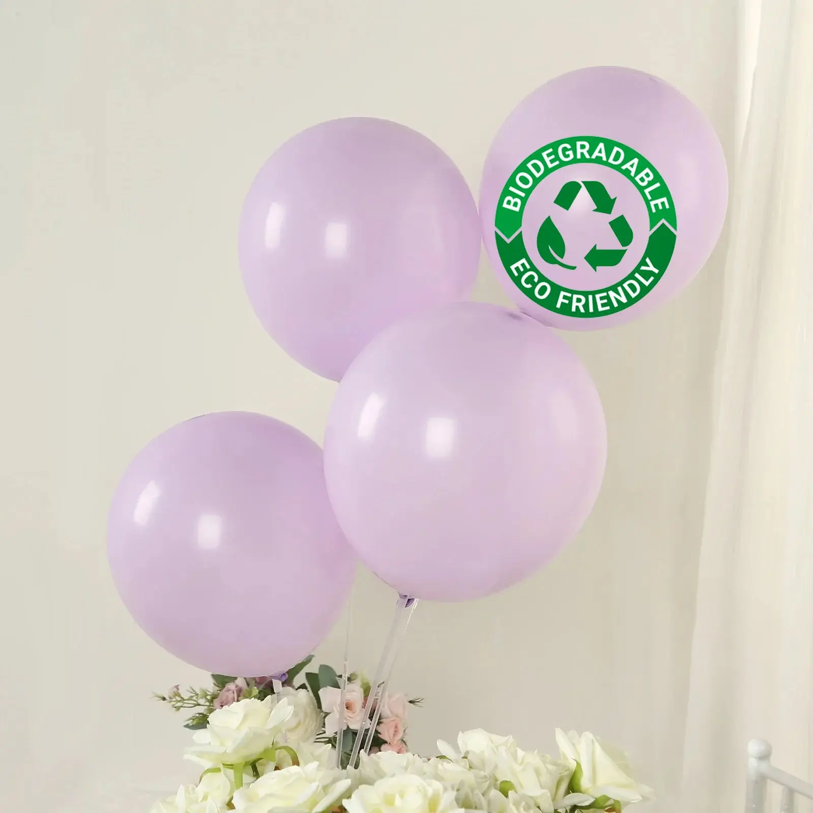 12in Matte Pastel Purple Biodegradable Rubber Balloons, 50-Pack Thick Eco-Friendly Hanging Decor for Birthday Party Balloon Decor, Birthday Party Balloons