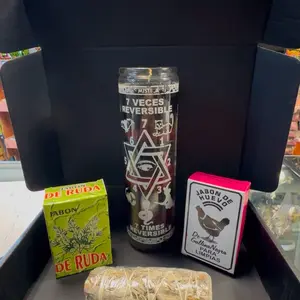 Spiritual Cleansing Kit with 7 Veces Reversible Candle De Ruda Soap Jabor de Gallina Negra for Energy Purification & White Sage Smudging