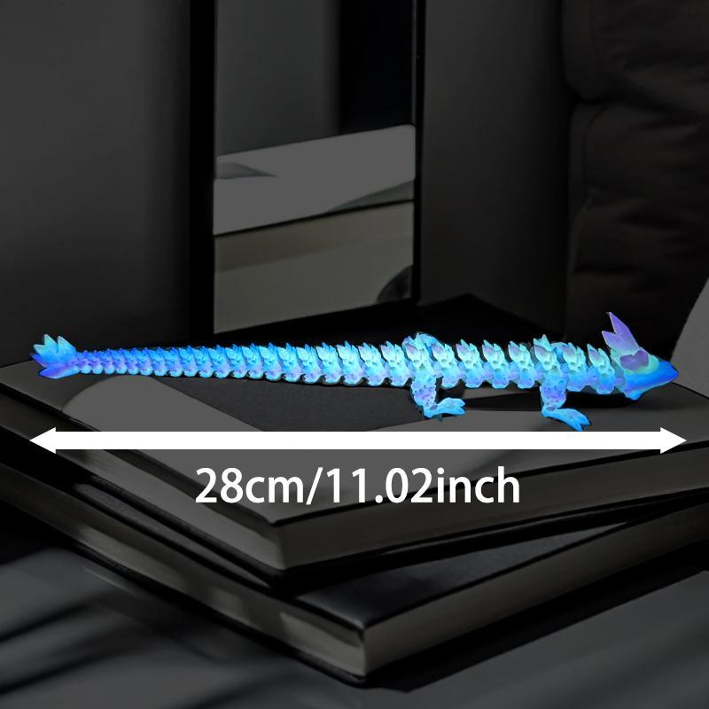 Glowing Crystal Faceted Articulated Dragon Figurine, Premium Luminous Blue & Purple Dragon Model, Unique Home Decor, Sensory Fidget Toy, Collectible Gift for Fantasy Lovers, LED Decorative Sculpture for Shelves, Desks, or Nightlight