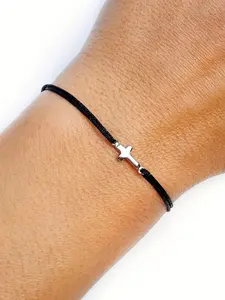 Adjustable Cross Bangle Bracelet, Casual Zinc Alloy Chain Design, Unisex Daily Wear Jewelry, Perfect Gift for Couples